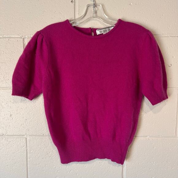 Vintage White Wheeler Martha Lambswool Angora Puff Sleeve Sweater M - Picture 1 of 3